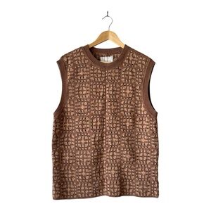Pacsun Men’s Crochet Brown Tan Sleeveless Sweater Vest Medium